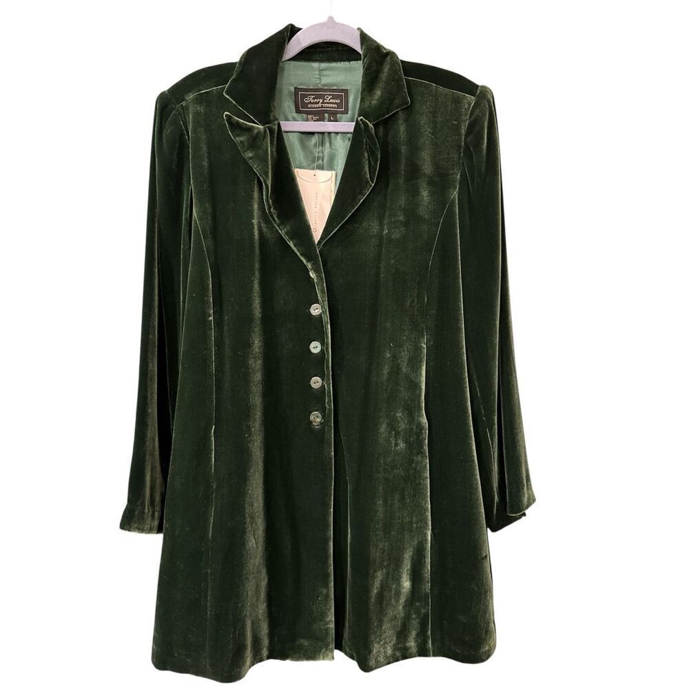 Vintage Terry Lewis Women's Velvet Classic Luxuries Jacket Dark Green Large NWT